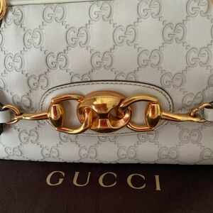 Gucci monogram horsebit  wave medium shoulder bag